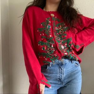 SOLD on Etsy - Vintage  Embroidered Christmas Tree Cardigan
